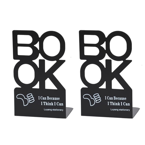 Yammee Metal Book End For Shelves 2Pcs Letter Bookend Slip Resistant Metal Bookends