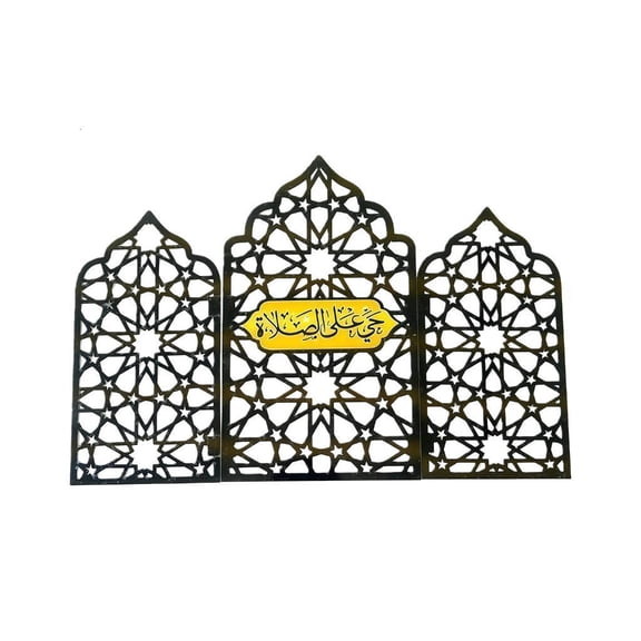 Yammee Middle Eastern Islamic Castles Folding Screen 3 Panel Divider Desktop Ornament