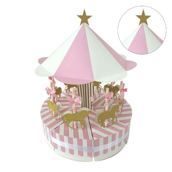 Yammee Mini Carousels Gift Bag Box for Party Baby Shower Paper Chocolate Boxes Package