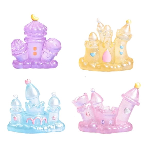 Yammee Mini Fairys Tale Princess Houses Statue Luminescent Miniature Castles Figurine