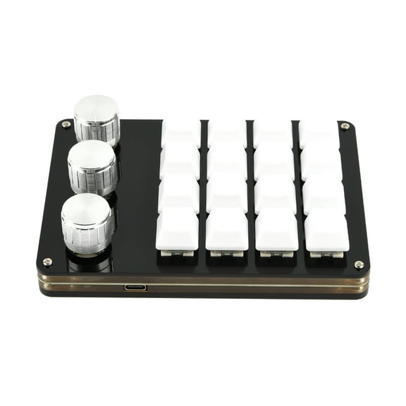 Yammee Mini Keyboard 16 Keys Programmable Macro Keyboard Mechanical Gaming Keypad 3Knob