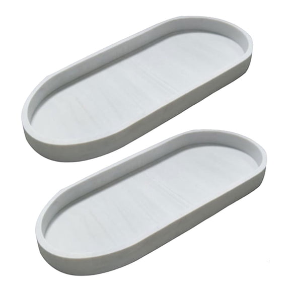 Yammee Modern Elliptical Vanity Tray Cosmetic Organizers Silicone Holder For Bathroom Accessories And Small Items