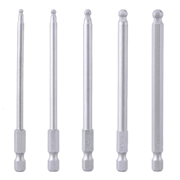 Yammee Multi Size Hex Screwdriver Bit Set 5Pieces Ballhead End Magnetic for Precision Work