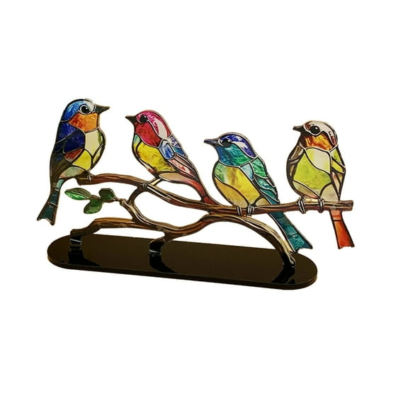 Yammee Multicolored Birds Sculpture, Unique Acrylic Ornamented for Home