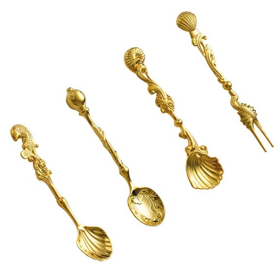 Yammee Multifunctional Antique Style Zinc Alloy Spoon Set Perfect for Dessert Ice Cream and Seasoning Use Demitasse Scoops