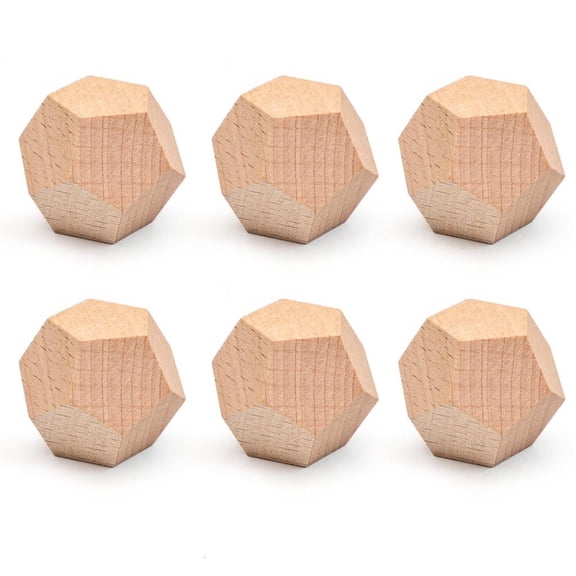 Yammee Natural Wood 12 Sided Dices Set of 6 for Customes Engraving and Board Game