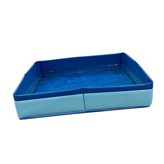 Yammee No Inflation Dog Pool for Small Dogs, Portable PVC Bath Tub with Shallow Square Shape for Home Washing, Warm-Day Water Play and Storage