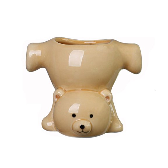 Yammee Novelty Upside Down Bear Pot Durability Ceramic Planter Indoor Plant Accessory