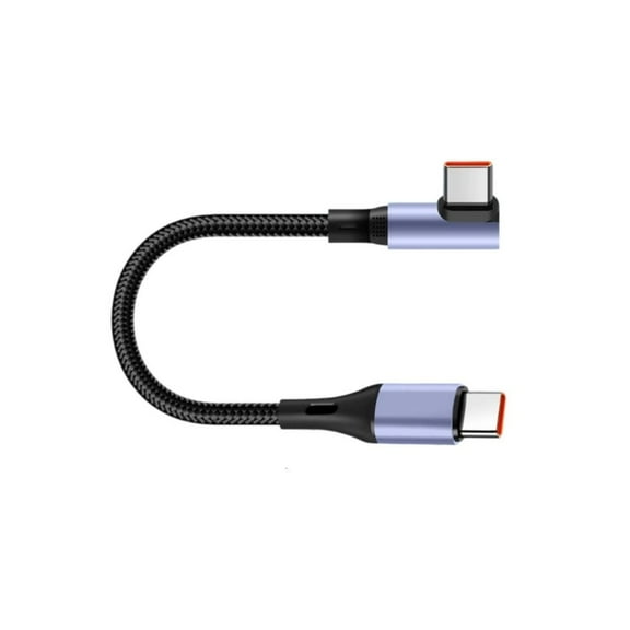 Yammee 90 Degree Angled Tip Type C to Type C Fast Charging Cable Short Portable Data Cord for Quick Stable Charging 15/30cm