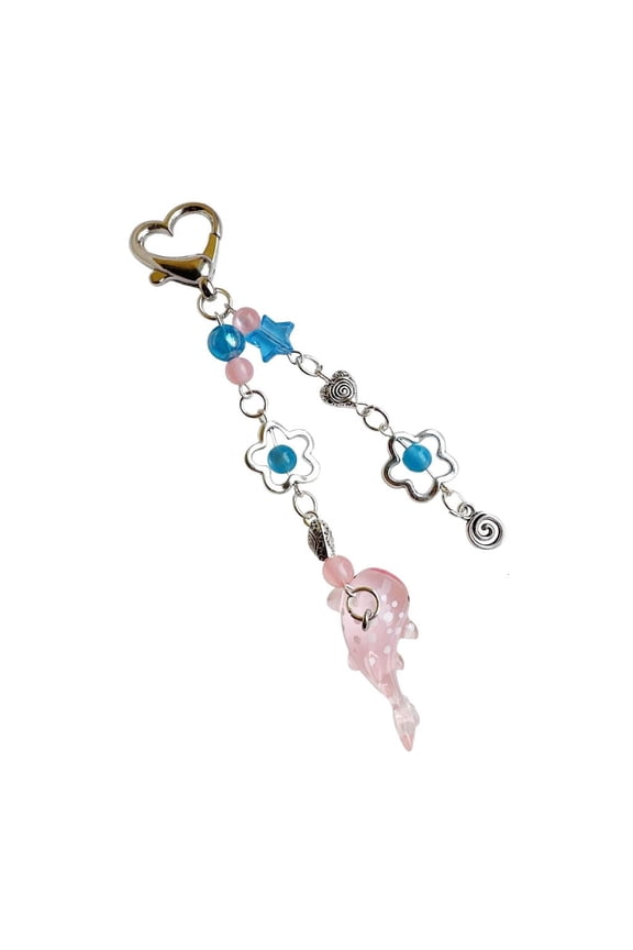 Yammee Ocean Life Keychain Whale Pendant Beaded Key Chain Portable Sea Animal Keyring Stylish Accessory for Keys Bags Purse