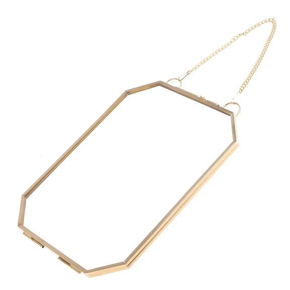 Yammee Octagon Floating Hanging Photo Frame Metal Glass Portrait Picture Plant Specimen Display Holder Double Sided Home Decoration