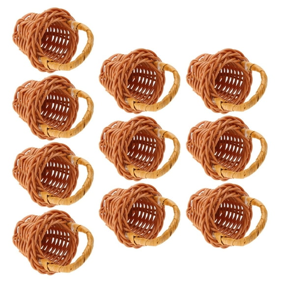 Yammee Pack of 10 Small Baskets for Crafts and Display Mini Wovens Baskets with Handle