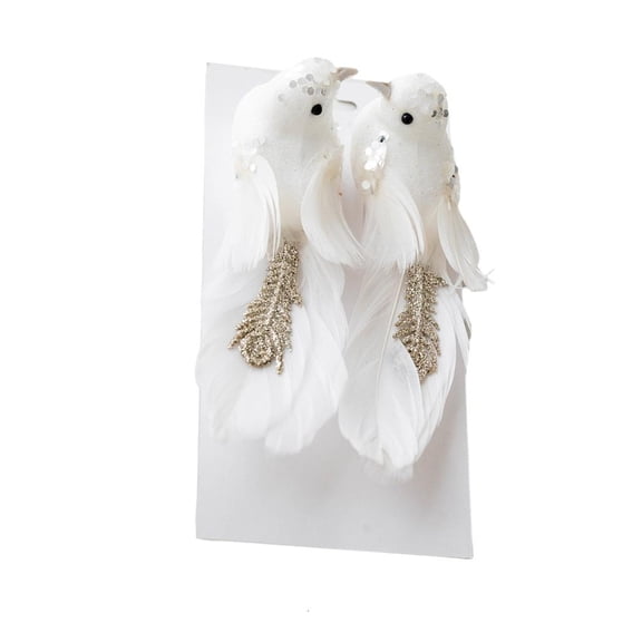 Yammee Pack of 2 Decorative Feathered Bird Pair Feathered Birds Hangings Ornament for Christmas Tree Embellishment