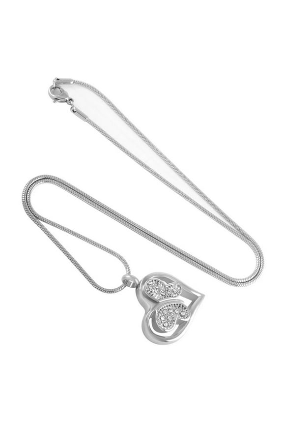 Yammee Pet Ashes Locket Memorial Jewelry Cremation Box Carved Heart Charm Rhinestones