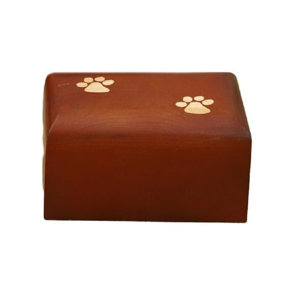 Yammee Pet Urns with Paw Print Funeral Cremation Small Box Wood Urn Loving Memory Pet Urn Paw Print Gift Caskets