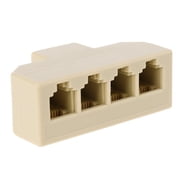 Yammee Phone line Splitter, RJ11 Wall Plate Male Plug to 4 RJ11 Female Socket Adapter