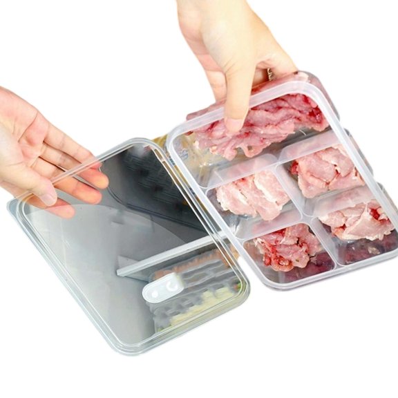 Yammee Plastic Food Storage Box Multiple Compartments Stackable Fridge Organiser