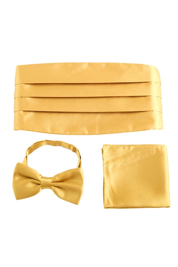 Yammee Pocket Square Cummerbund Tie Set 3in1 Formal Event Neckwear Wedding Accessory