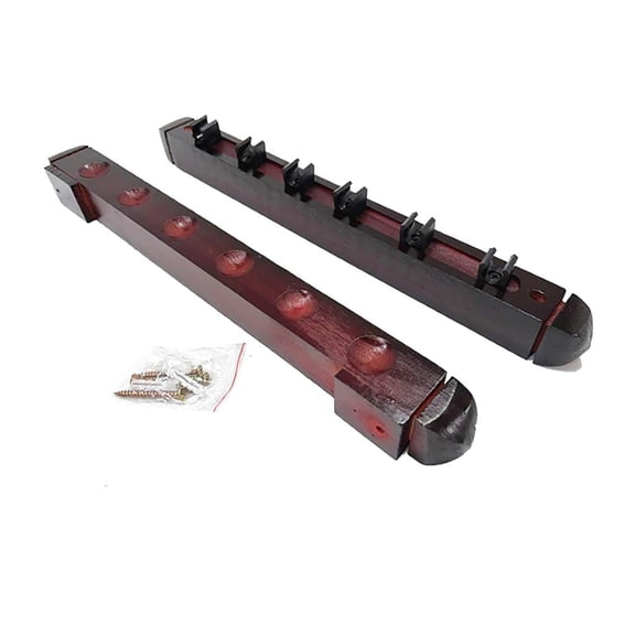 Yammee Pool Cue Rack Clip Hardwood Wall Mounted Billiards Stick Holder to Hold 6 Pool Cue for Pool Cue Holder Billiard Player