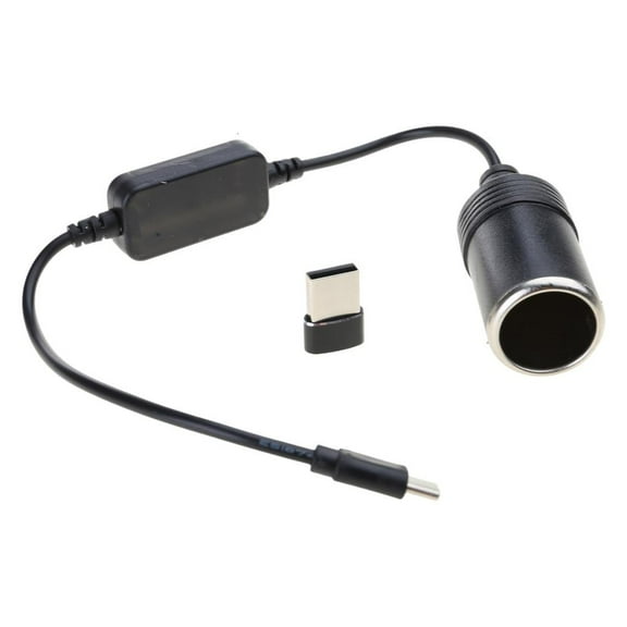 Yammee Portable USB C to Car Cigarettes Lighter Outlet Converter Cord 5V to 12V Adapter