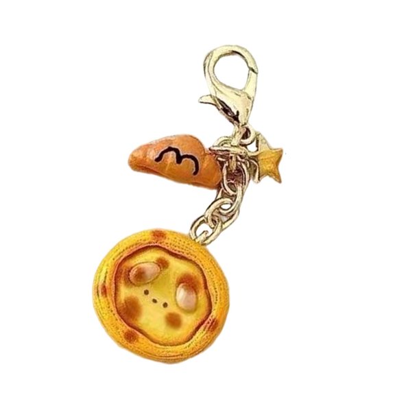 Yammee Practical Egg Tart Buckle Keychain Crafted from Sturdy Alloy and Resin Adds a Touch of Fun to Bags and Daily Life