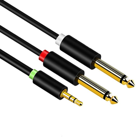 Yammee Premium 3.5mm TRS To Double 6.35mm Audios Cable AntiInterference Clear Transfer