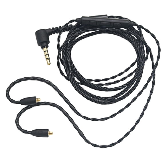 Yammee Professional 4Strand Interwovens Headphone Cable MMCX Connectors Three Button Mics Control