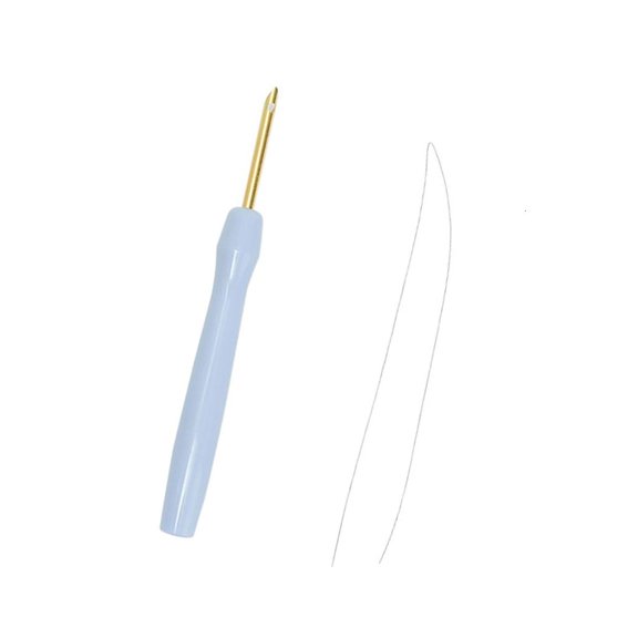 Yammee Punching Needle Tool Embroidery Pen with Needle Threader Wood Handle Embroidery Pen Threading Tool Set for Beginner