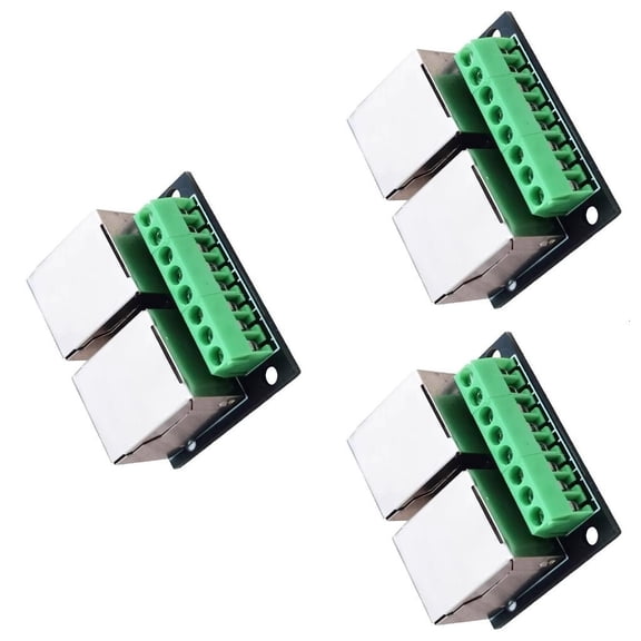 Yammee RJ45 Ethernet Double Female Terminal Board 3.5mm Pitching 8Pin RJ45 Screw Connector Networking Adapter Terminal