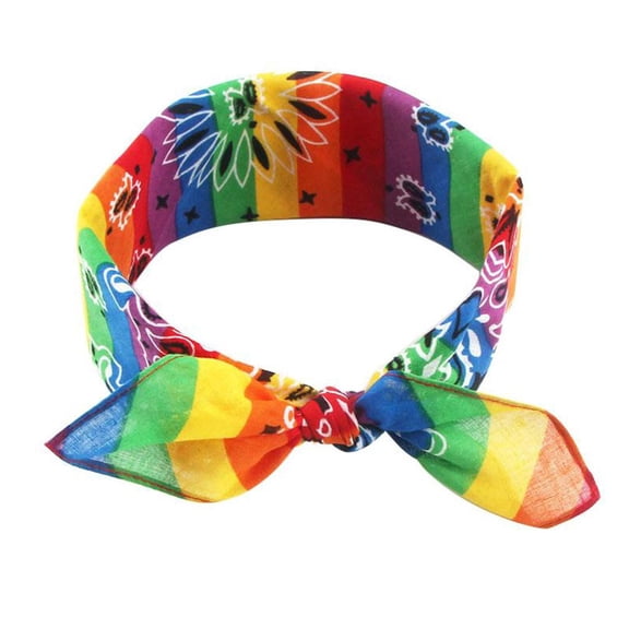 Yammee Rainbow Paisley Bandana Square Scarf Wrap Headband Motorcycle Sports Wristband
