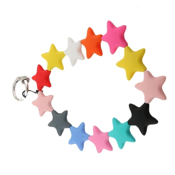 Yammee Rainbow Star Cellphone Lanyard Colorful Keychain Pendant Acrylic Hand Chain for Ladies Smartphone Hangings Accessory