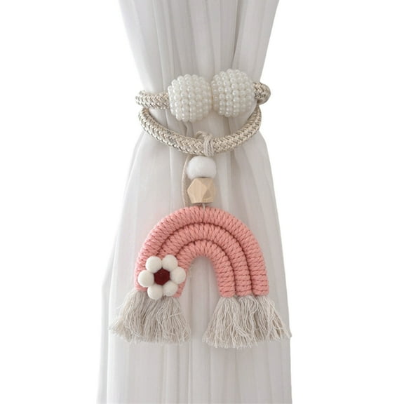 Yammee Rainbow Tasseled Curtain Tiebacks, 2Pcs Decorative Curtain Holders for Kids Room