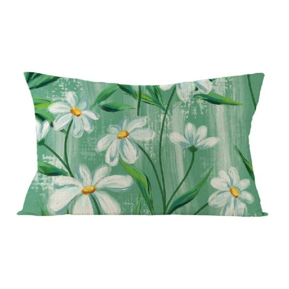 Yammee Rectangle Pillow Cover 12x20inch Flower Plant Spring Decorations Throw Farmhouses Pillowcase Waist Cushions Case Decors