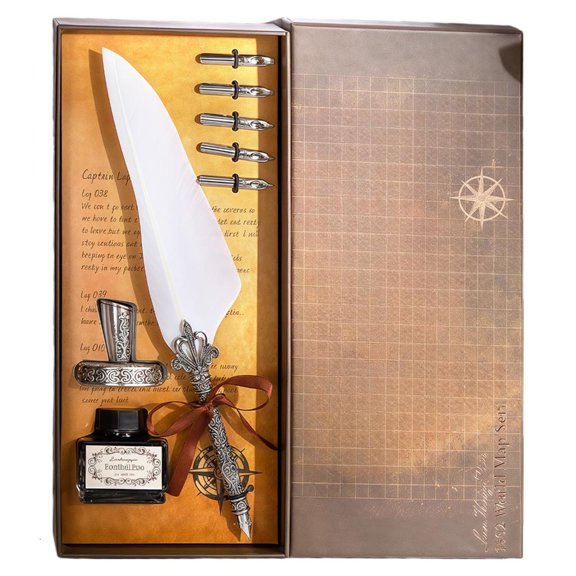 Yammee Retro Metal Engraved Feather Dip Pen Set For Beginner Calligraphy Enthusiasts