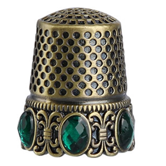 Yammee Retro Rhinestones Thimble Metal Finger Tip Protectors Guard for Hand Quilting
