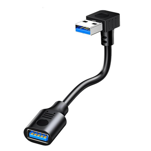Yammee Right Angle Male to Female Stright Head Data Cable USB3.0 5Gbps Transfer Rate Compact Design for Tight Space