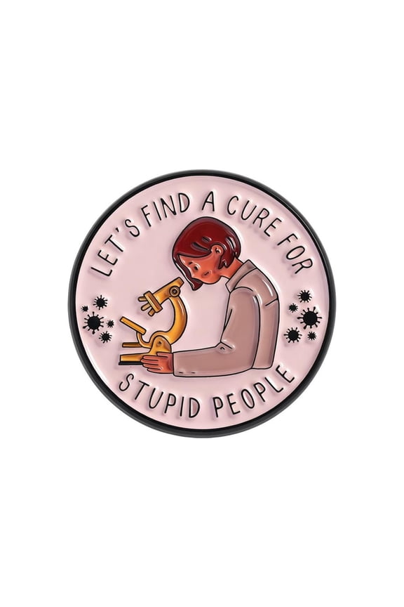 Yammee Round Scientist Badge Creative Design Microscope and Letter Brooch Pin Humorous Science Theme Alloy Chest Pin