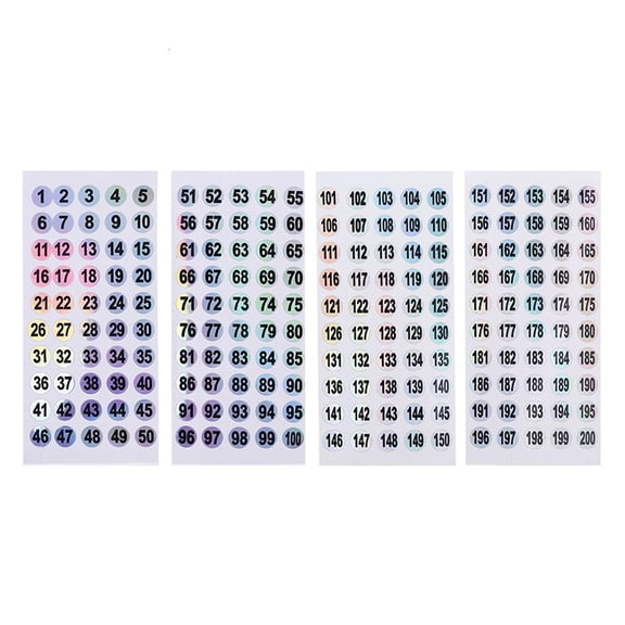 Yammee Self-Adhesive 1 to 200 Round Number Labels Inventory Stickers Decal for Storage