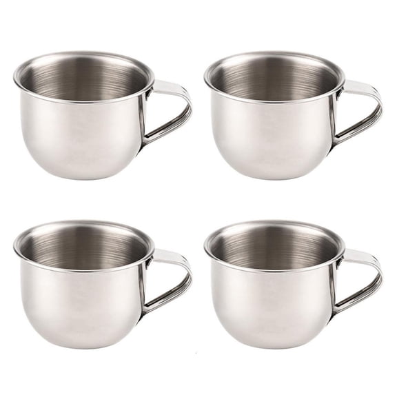 Yammee Set Of 4 304 Stainless Steel Cups Rustproof Mugs Ideal For Camping Or Offices