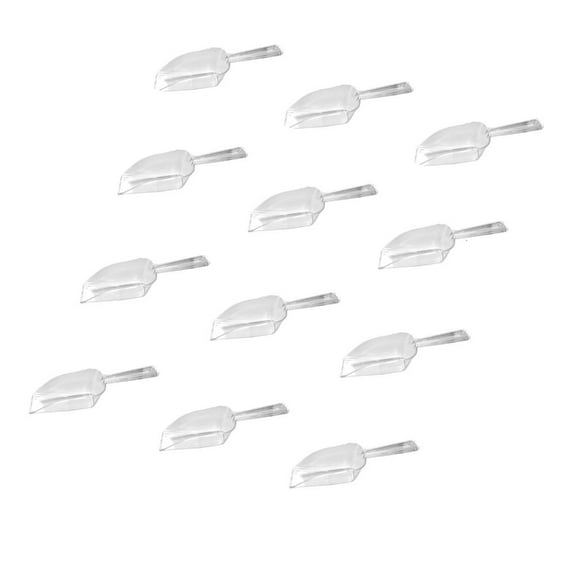Yammee Set of 12 Clear Food Safe Scoops Smooth Plastic Shovel For Easy Cleaning Ice Cubes Nut Storage Home Kitchens Essential