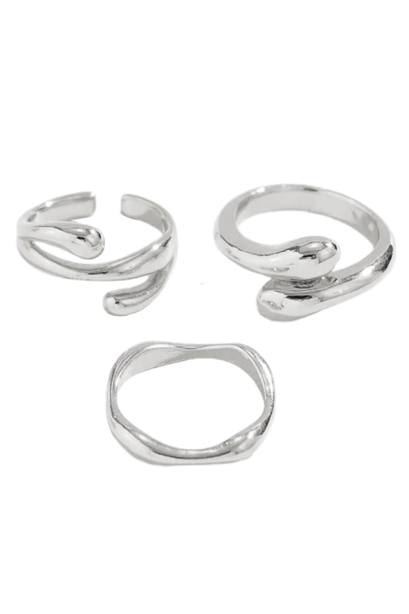Yammee Set of 3 Personalized Lava Shaped Rings Bendable Finger Rings Jewelry Collection