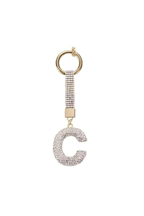 Yammee Shimmering Crystal Embedded Key Chain with Customizable Letter Design, Modern Alloy Fashion Keyrings Accessory