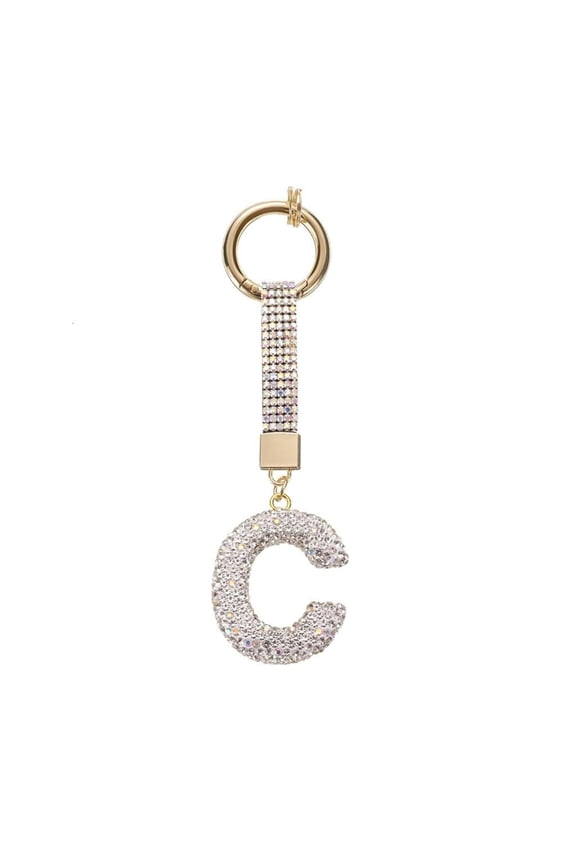 Yammee Shimmering Crystal Embedded Key Chain with Customizable Letter Design, Modern Alloy Fashion Keyrings Accessory