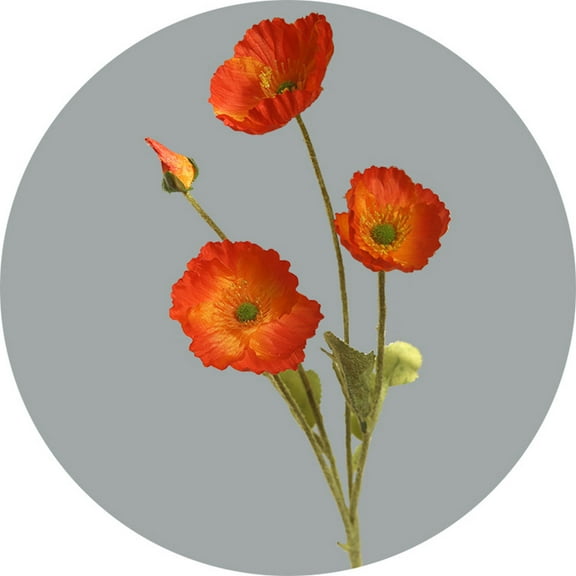 Yammee Simulation Four-headed Poppies Artifical Flowers Fake Poppies Flower for w/ 4Stems Pastoral Home Wedding Decoration Bouq