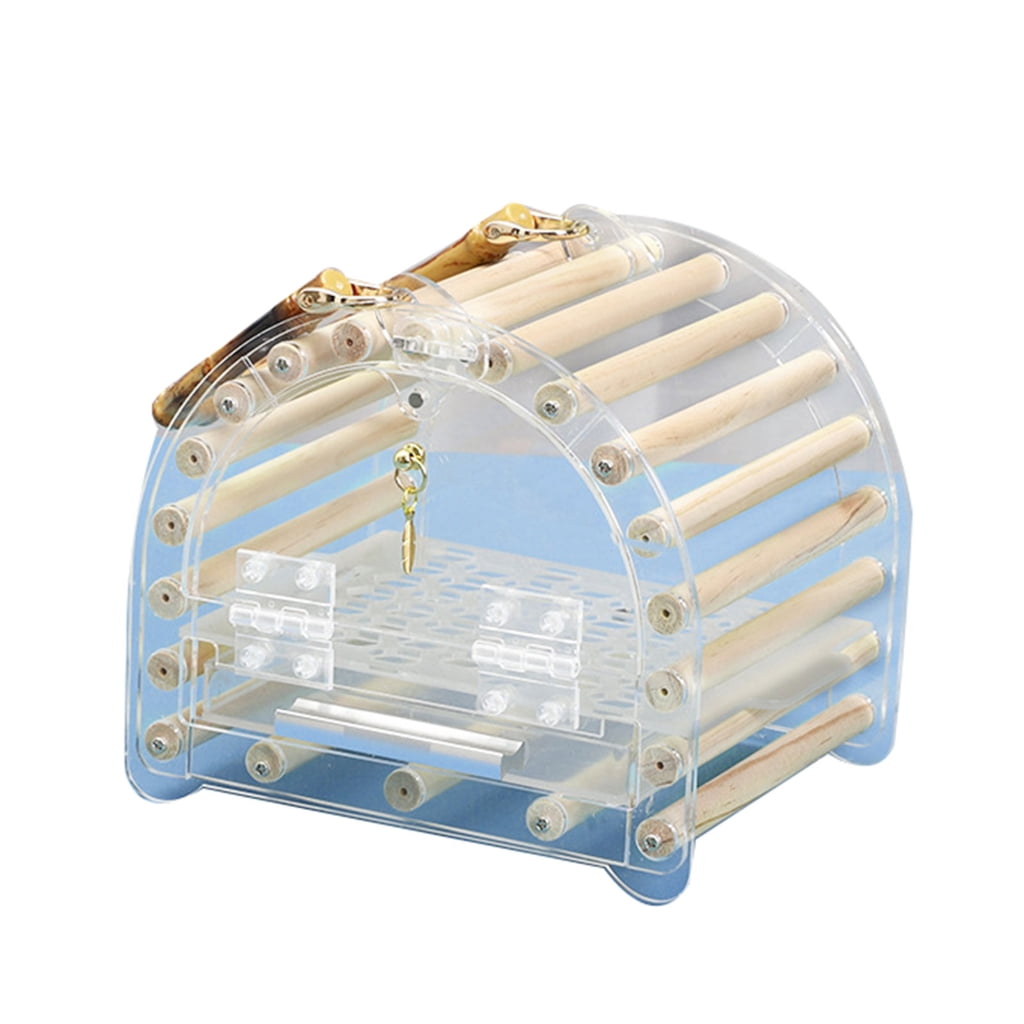 Yammee Small Parrots Travel Cage Lightweight Outdoor Nest with Bottom Tray for Bird Cockatiels Ventilable Carry Box Bird Supply