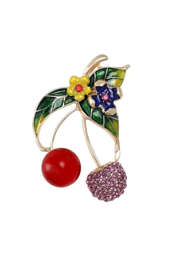 Yammee Sophisticated Cherrys Brooch Pin Fashion Accessory for Stage and Theme Event