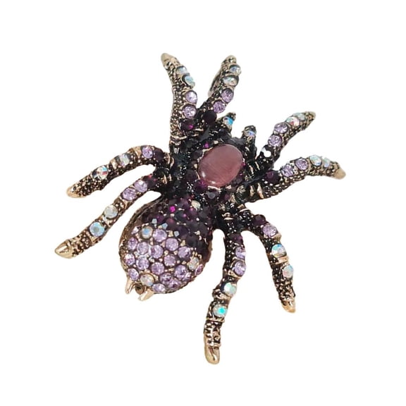 Yammee Sparkling Crystal Spiders Pin Jewelry Statement Rhinestones Encrusted Spiders Brooch Ornament Trendy Lapel Pin Accessory