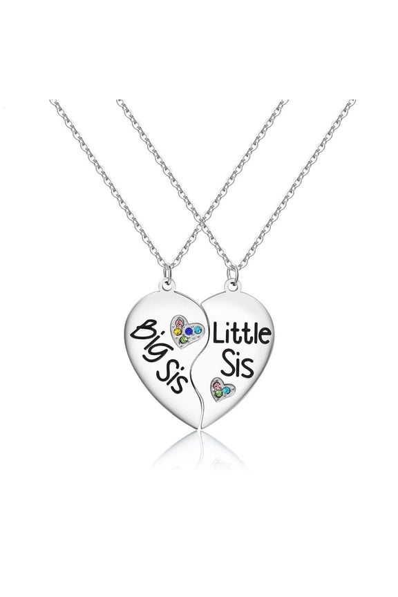 Yammee Stainless Steel Matching Lettering Necklace Half Heart Pendant Sisters Necklace