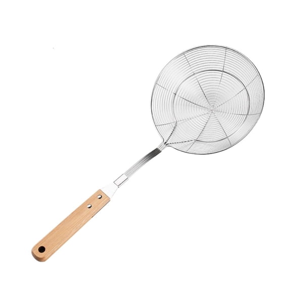 Yammee Stainless Steel Spiders Strainer Skimmer Heat Resistant Spoon with Wood Handle for Frying and Cooking Kitchen Utensils