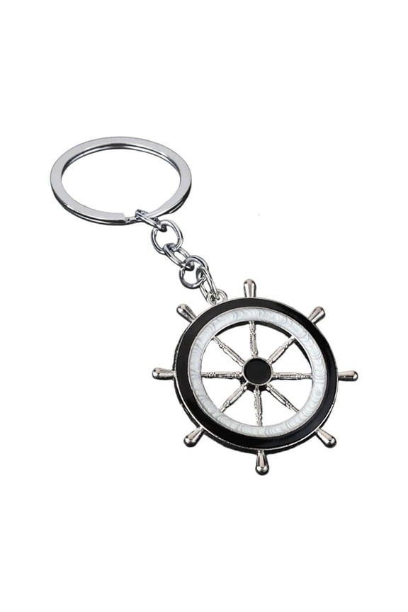 Yammee Sturdy Zinc Alloy Keychain Marine Theme Anchors Wheel Blue White For Presents